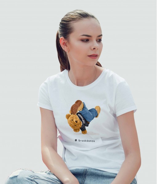 Дамска тениска с щампа Мечета Breakdance bear